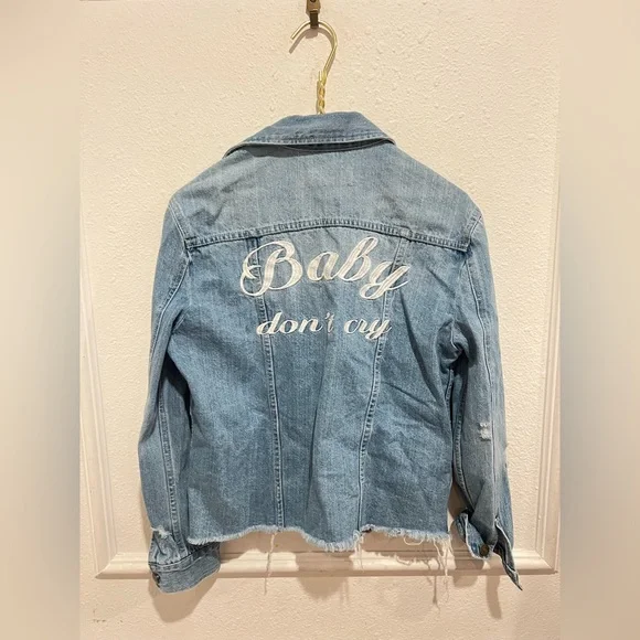 Pistola Denim Jacket with White Baby don’t cry wording - Picture 5 of 5